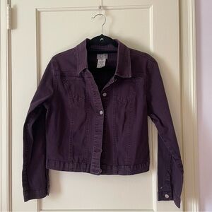 Dark Plum Cropped Denim Jacket